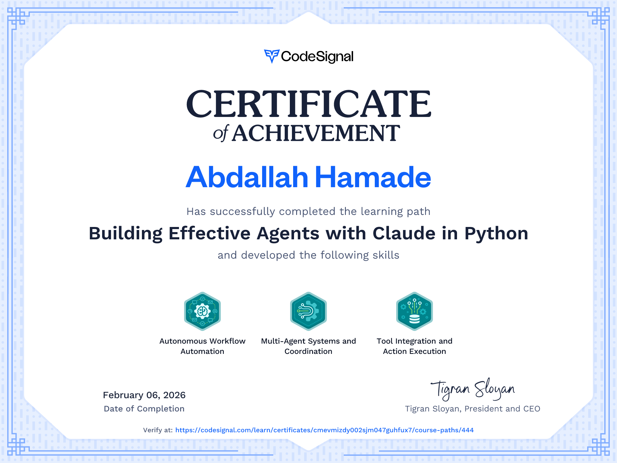 Path Certificate for Building Effective Agents with Claude in Python