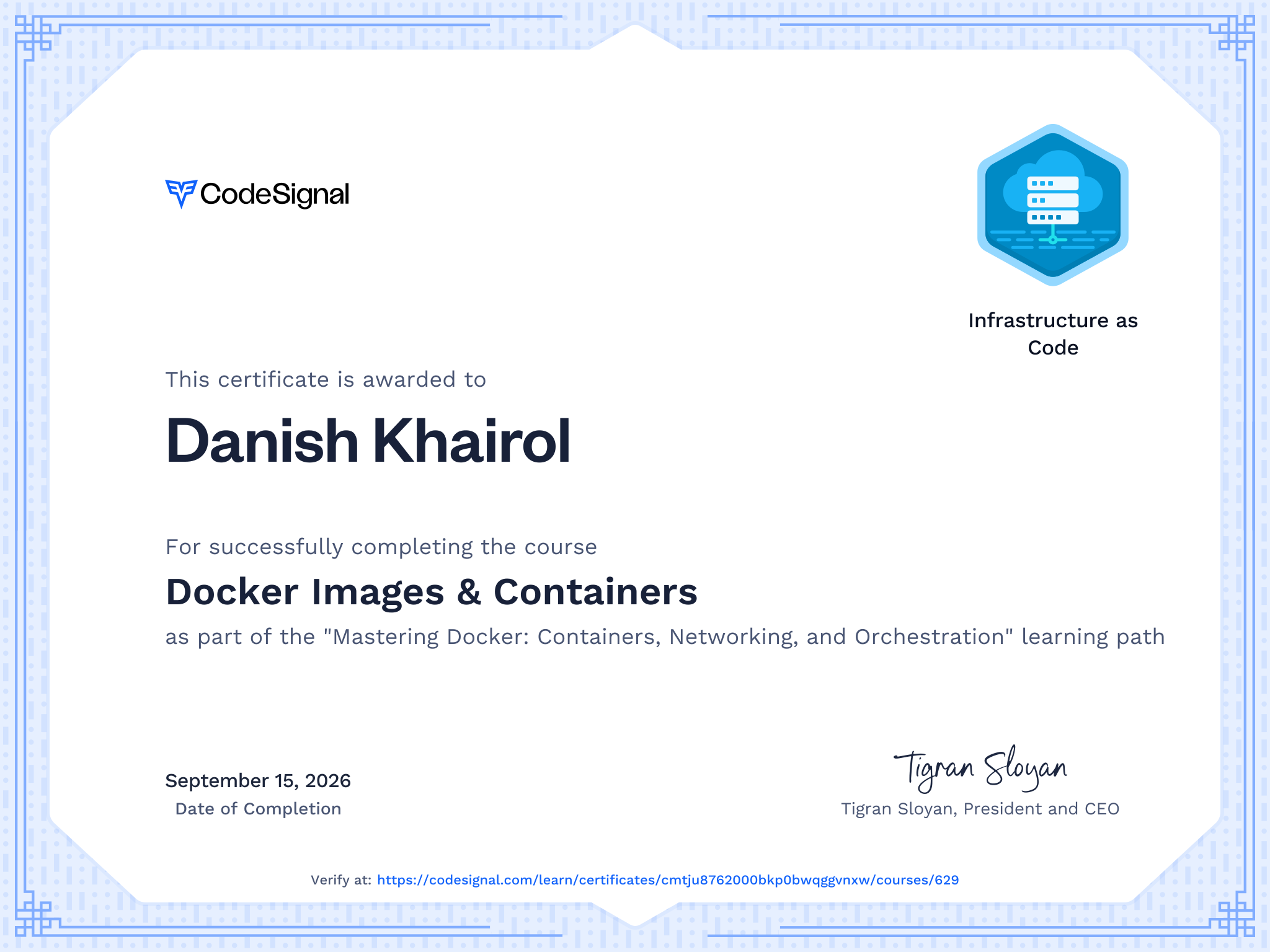 Course Certificate for Docker Images & Containers