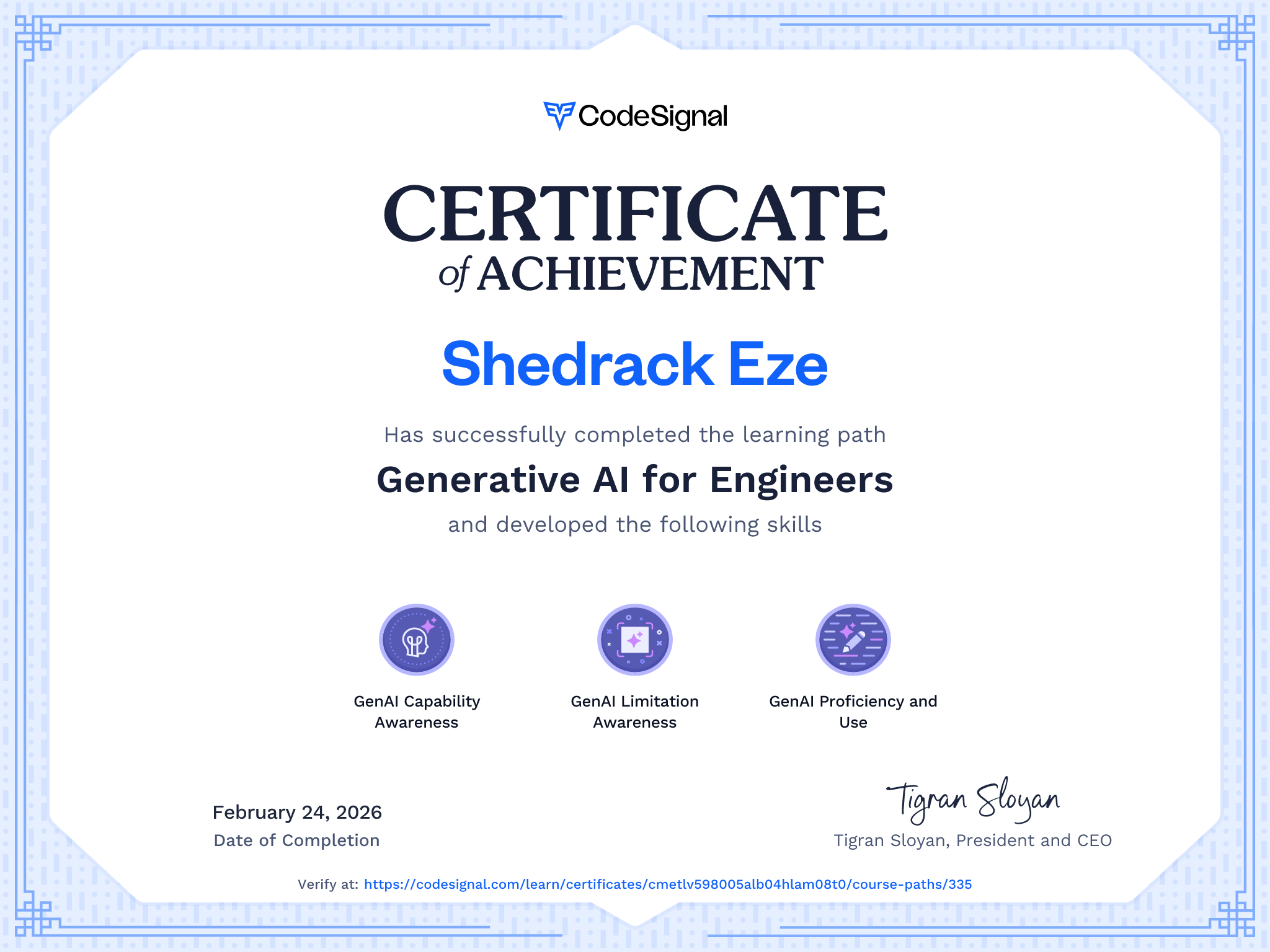 Path Certificate for Generative AI for Engineers