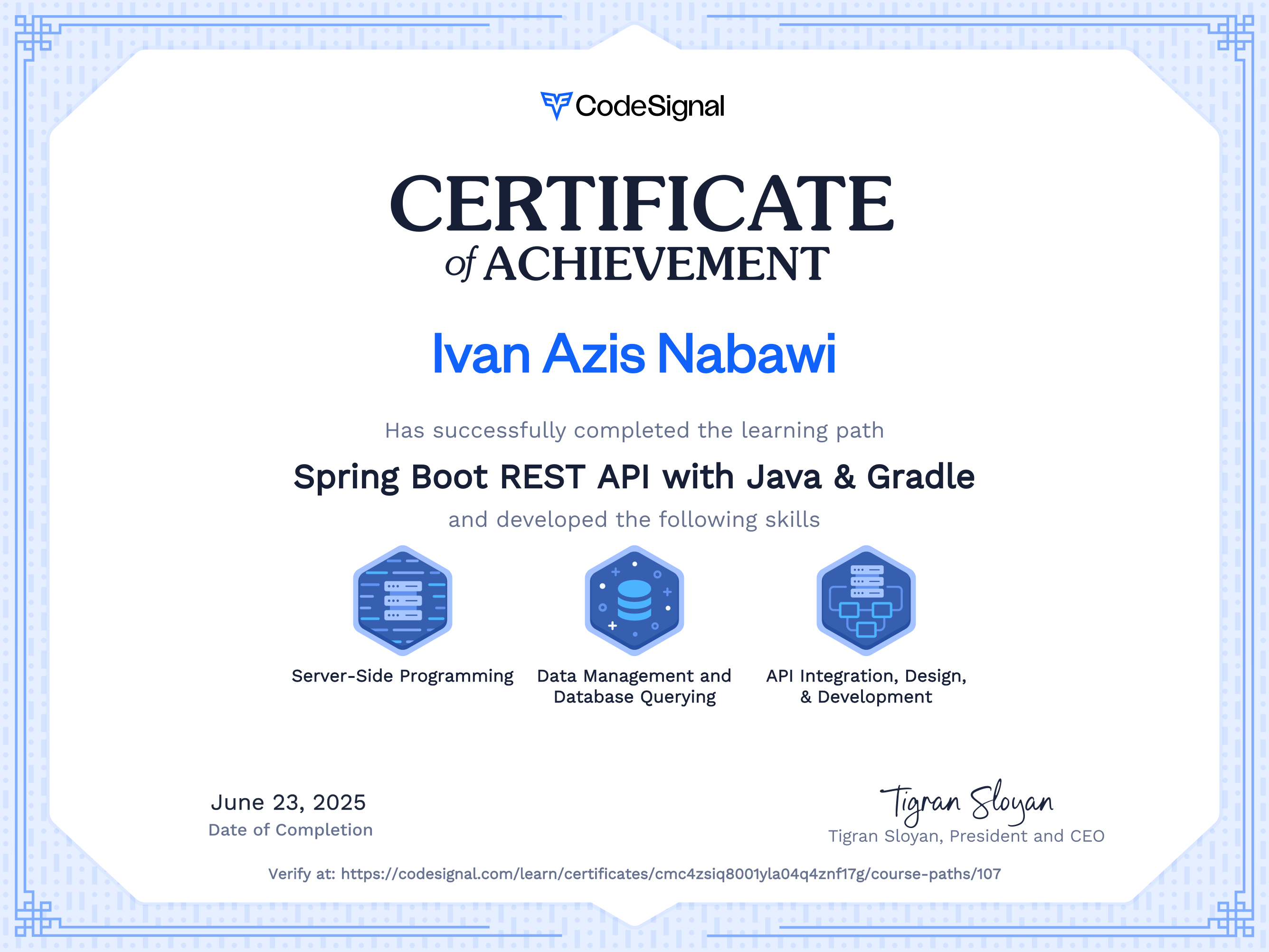 Path Certificate for Spring Boot REST API with Java & Gradle