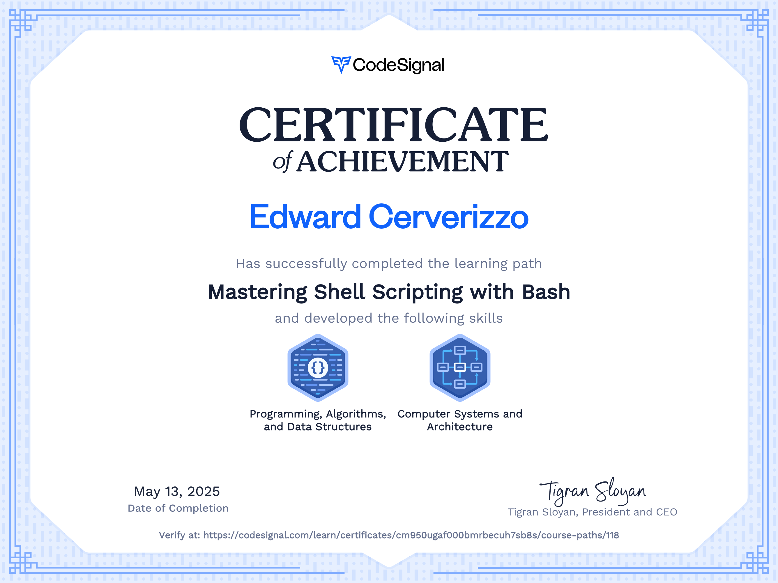 Path Certificate for Mastering Shell Scripting with Bash