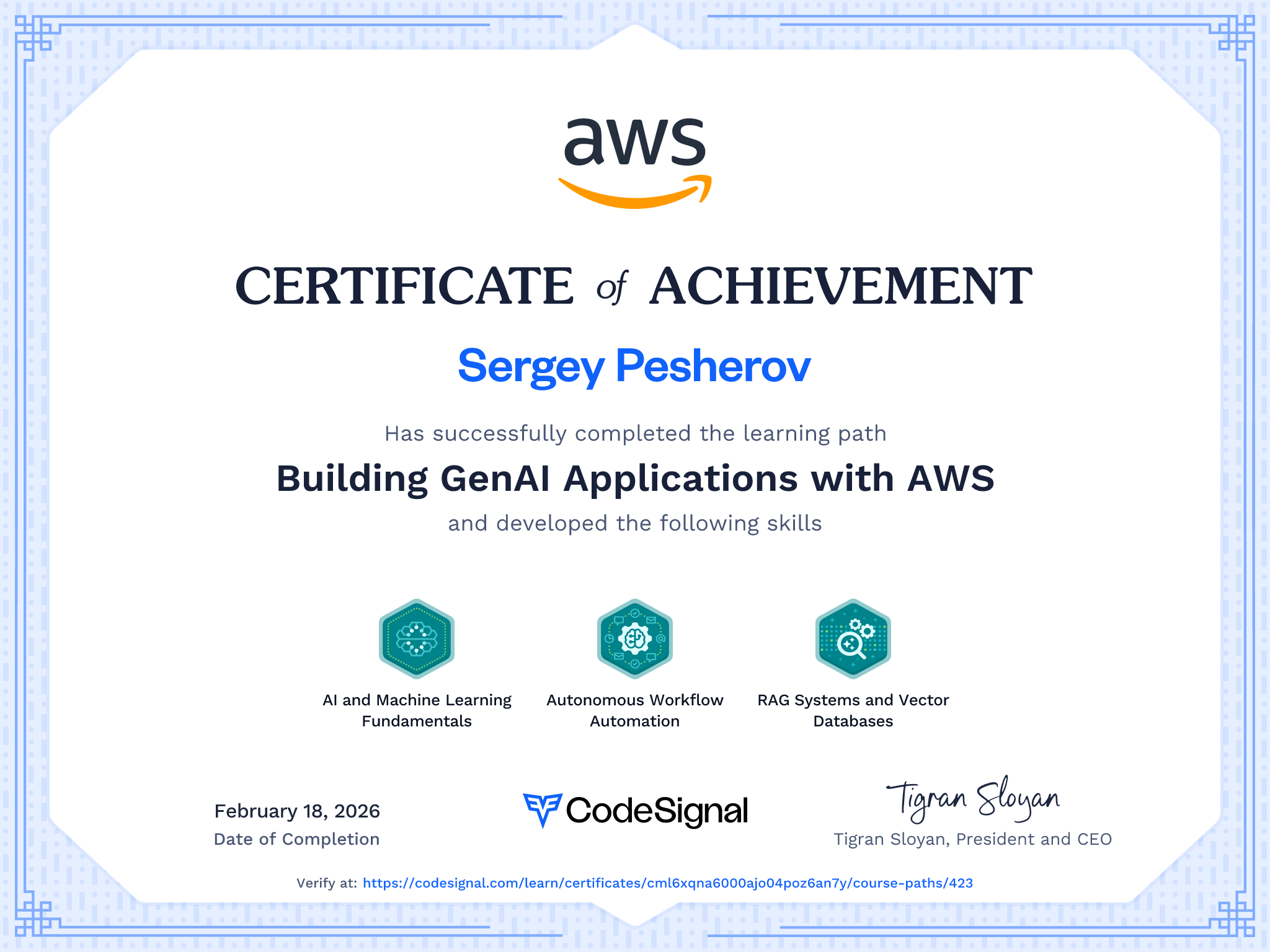 Path Certificate for Building GenAI Applications with AWS