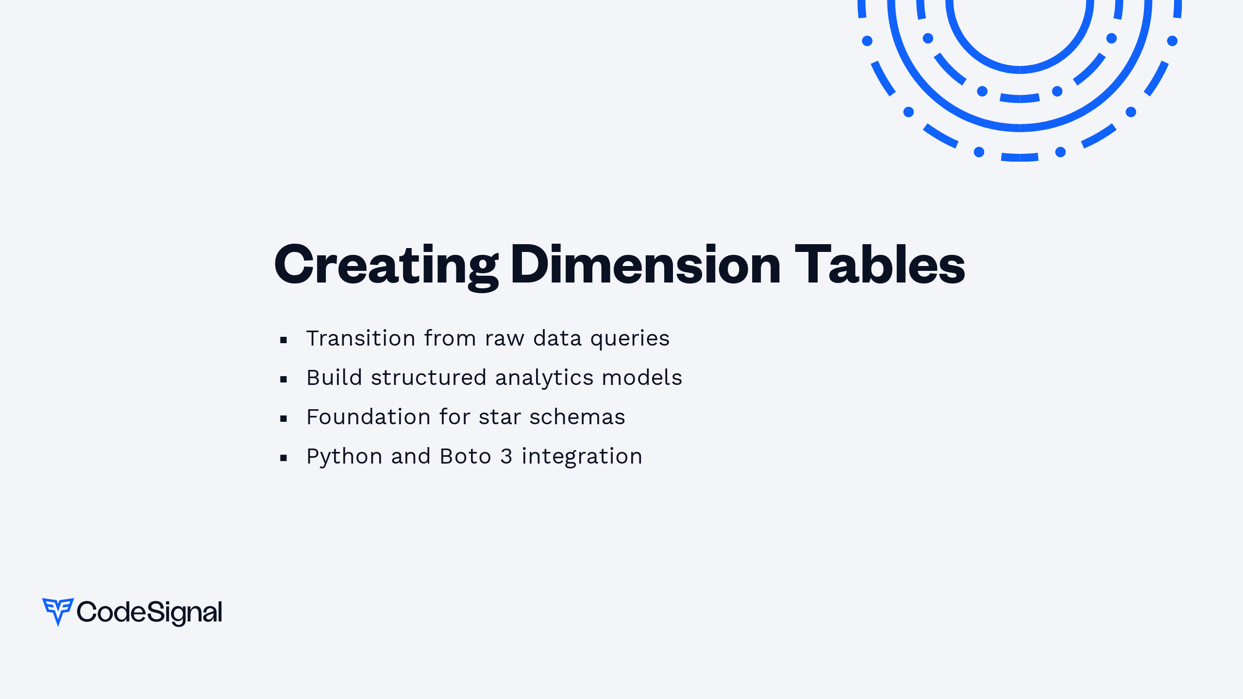 Creating Dimension Tables | CodeSignal Learn