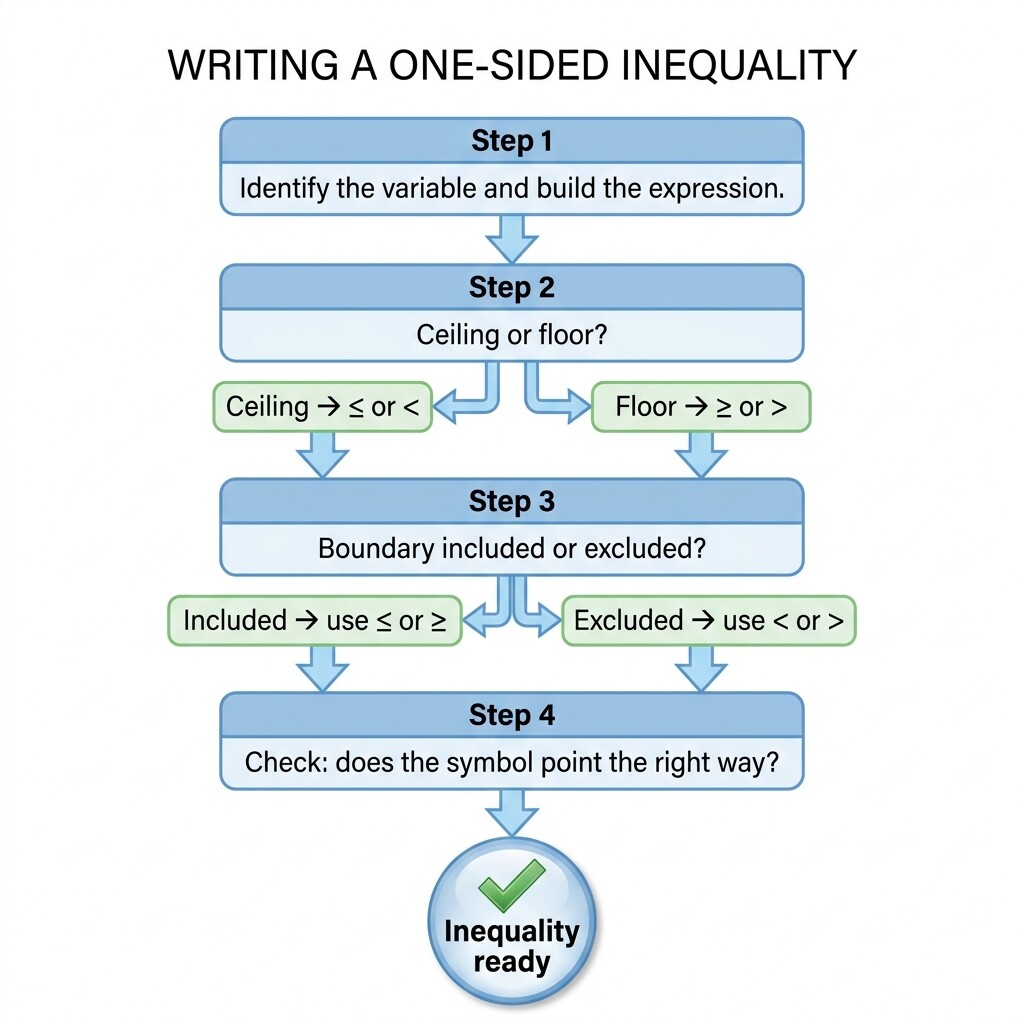 Flowchart of the four-step checklist for writing a one-sided inequality